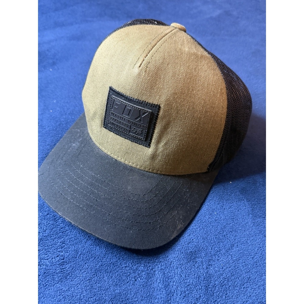 Fox Racing Patch Snapback Baseball Cap Green Gray Mens Trucker Hat OSFM